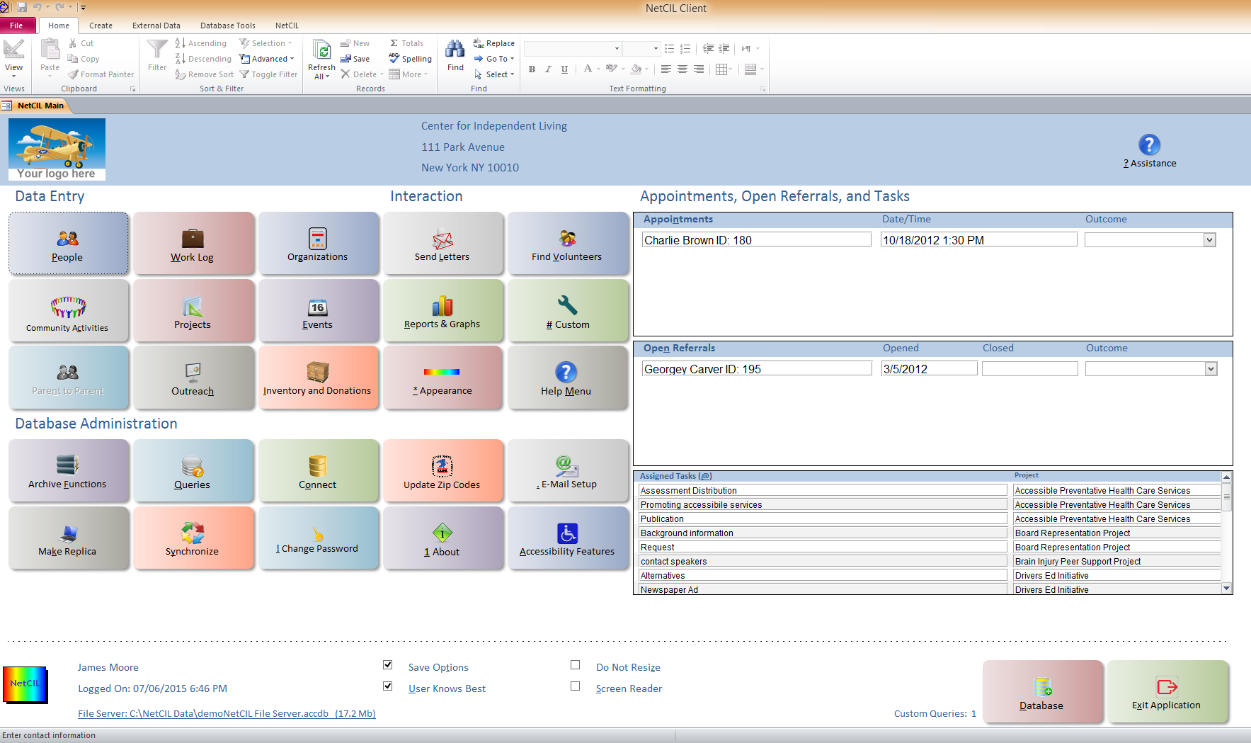 NetCIL Main form.